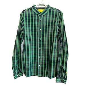 Descendant of Thieves Shirt Green Blue Plaid Button Down Limited 398 Men's XL **
